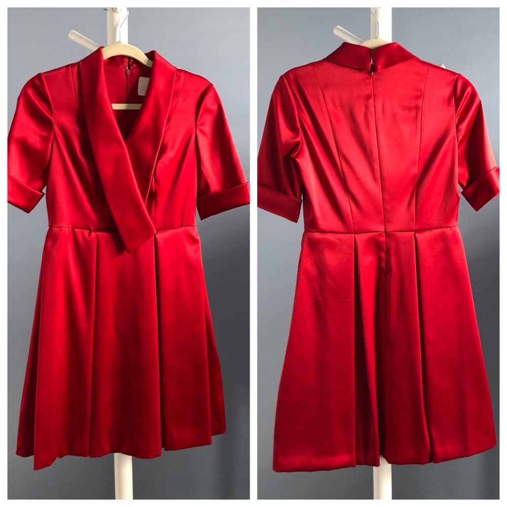 Gal Meets Glam Ruby Dress in Red Satin - Picture 3 of 5